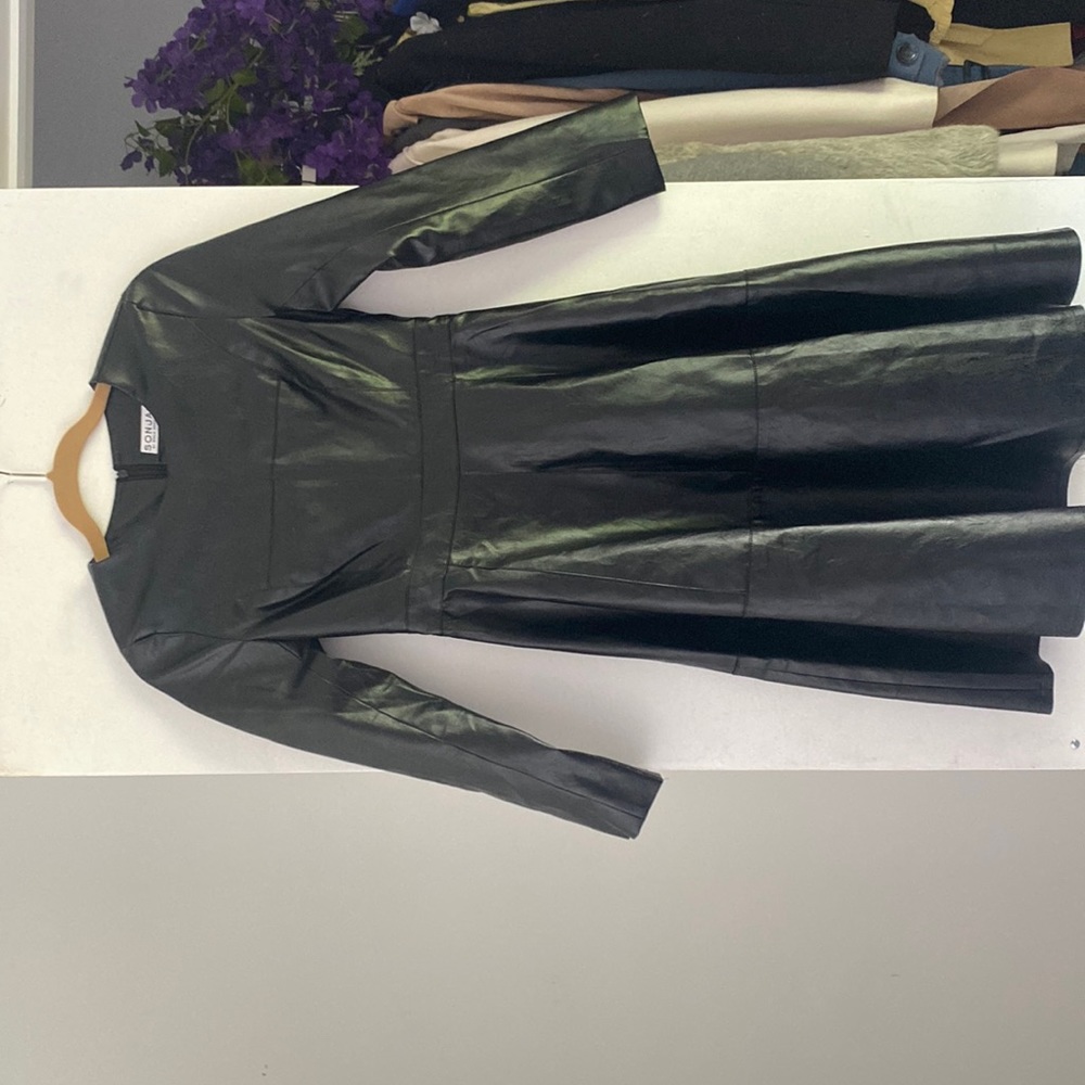 Black leather dress